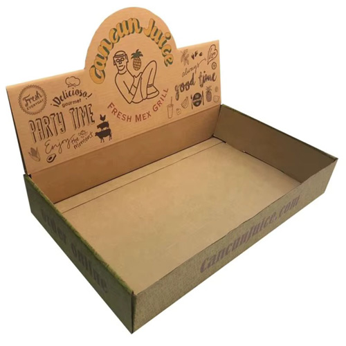 Brown custom kraft paper display box with printed branding for retail products