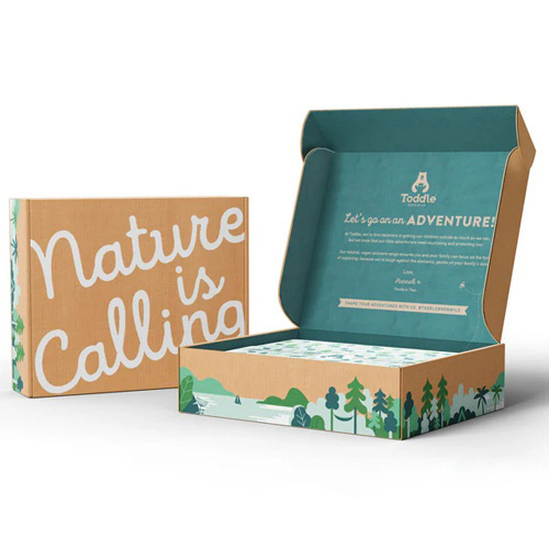 Eco-friendly custom cardboard mailer box with nature themed design