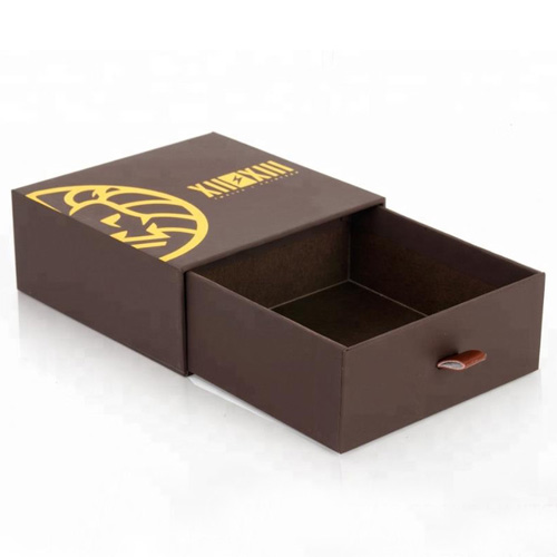 Premium rigid sleeve packaging box with drawer design and gold logo printing