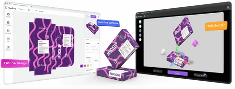 Pacdora software showing real-time preview and editable 3D render for packaging design