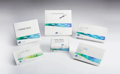 Custom pharmaceutical packaging boxes for syringes, vials, auto-injectors, and prescription kits with compliant labeling