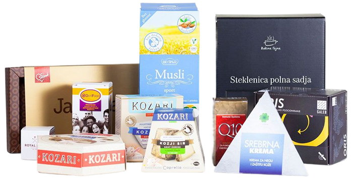 A variety of custom retail packaging boxes for food, cosmetics, supplements, and gift products