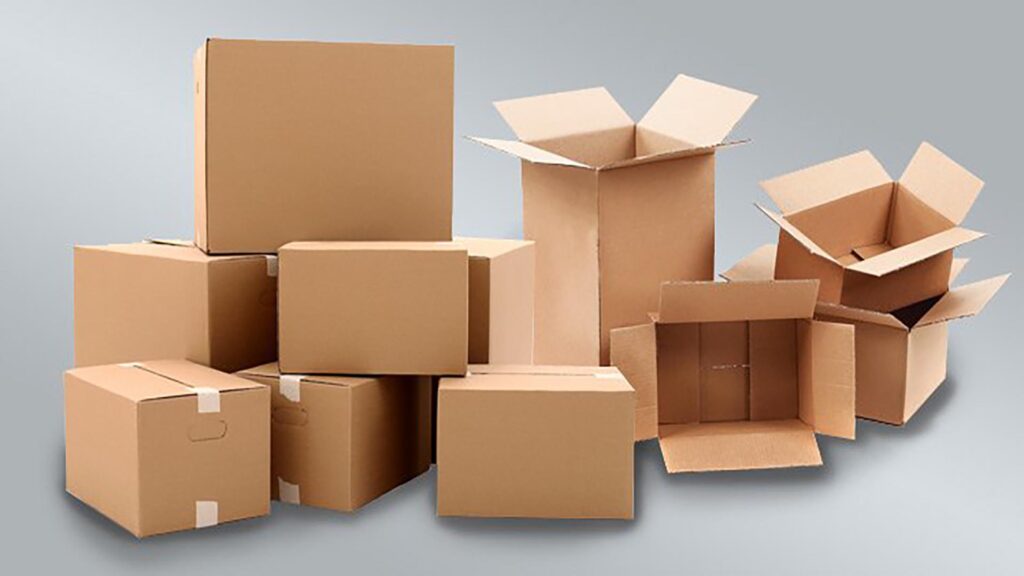 Custom corrugated shipping boxes in various sizes and styles for packaging and delivery needs