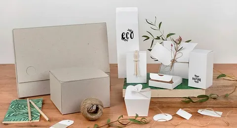 Minimalist small business packaging made from sustainable materials with nature-inspired accents