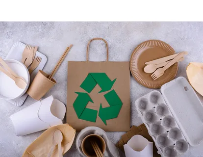Sustainable paper bag and compostable tableware set promoting eco-conscious packaging