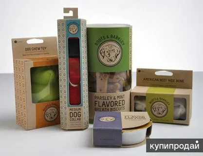 Eco-friendly dog treat packaging with visible product windows.