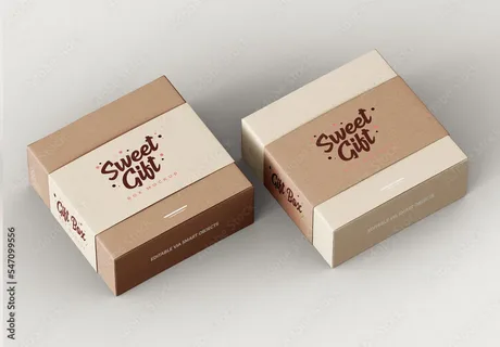 Branded gift boxes with “Sweet Gift” design in a sleeve-style format