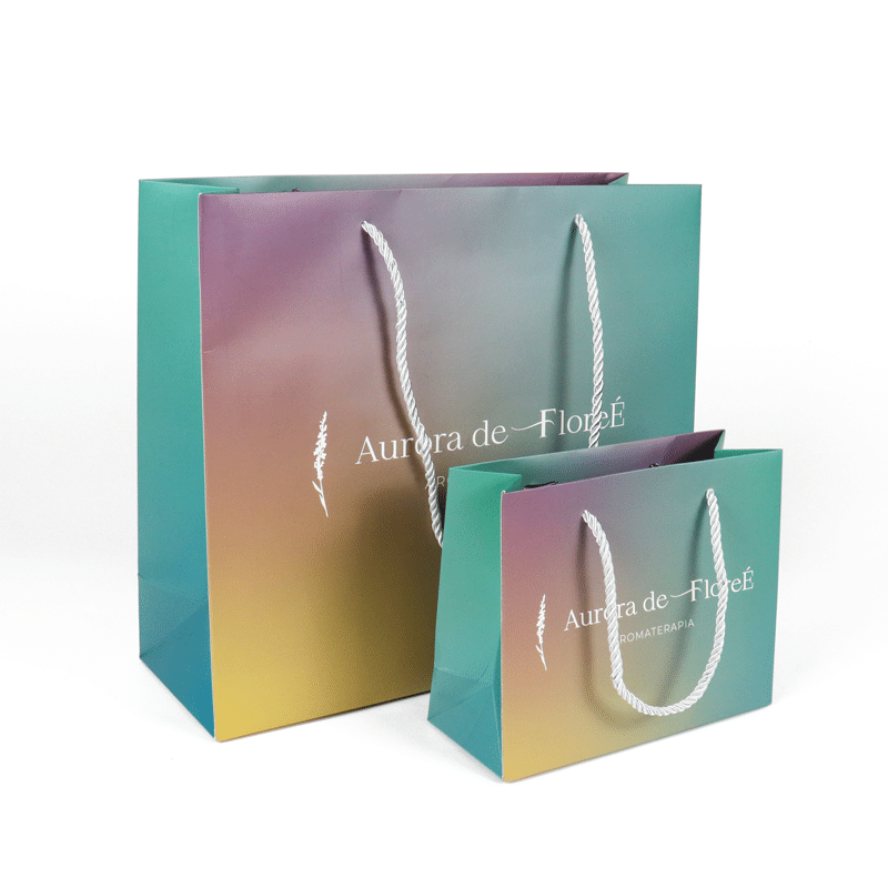 Custom printed gradient paper bag with rope handles