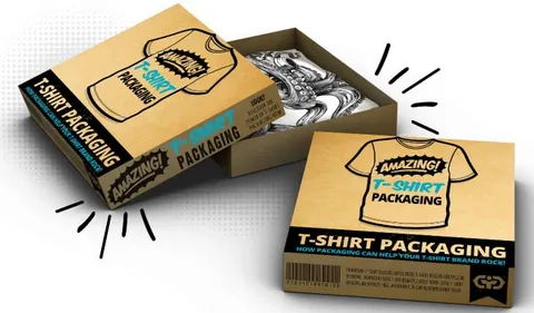 Branded T shirt boxes with bold graphics and typography for eye catching apparel packaging