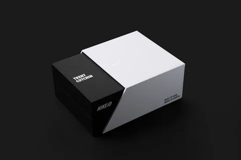 Custom black and white shoe box with modern packaging design