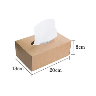 Brown tissue box with printed size measurements showing bad packaging design reference