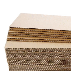 Corrugated cardboard layers highlighting thickness and flute structure.