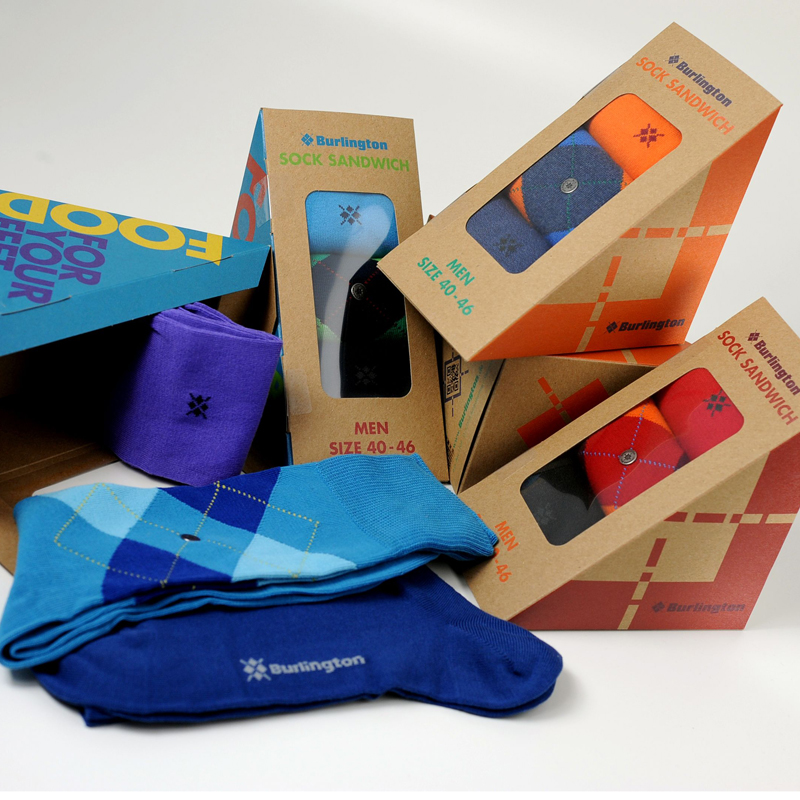 custom kraft socks packaging boxes with transparent window for fashion brands