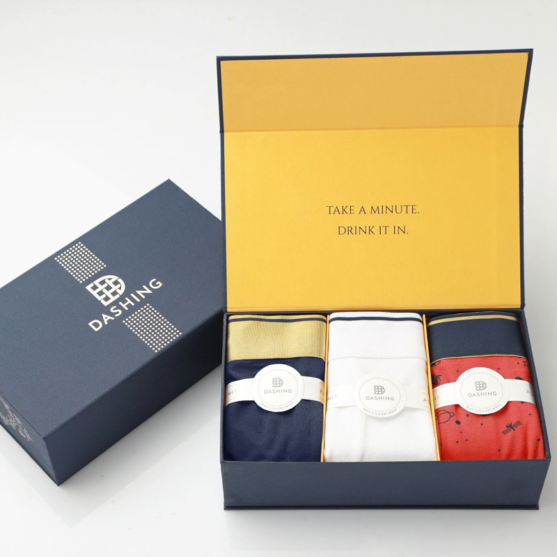 custom underwear packaging boxes with compartments for men’s apparel gift sets
