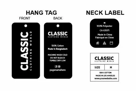 Example of hang tag and label comparison illustrating their distinct branding roles in apparel.