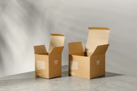 Open kraft carton boxes demonstrating durable and eco-friendly folding carton packaging for retail use.