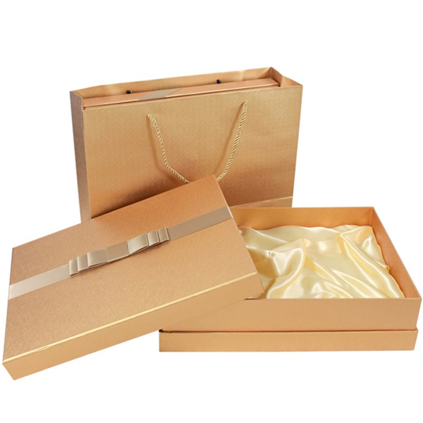 uxury custom dress packaging boxes with ribbon and silk fabric lining