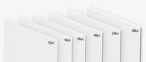 Paperboard thickness chart displaying different point sizes.