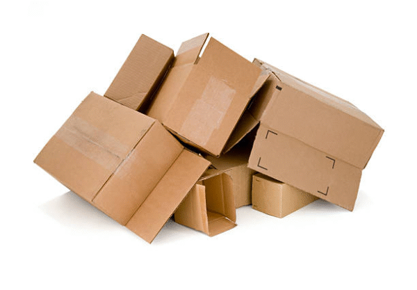 Stack of empty cardboard boxes used for packaging and shipping