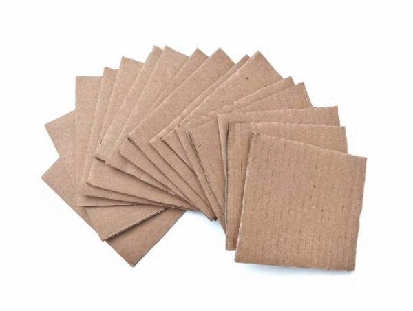 Collection of corrugated board samples representing types of corrugated boxes
