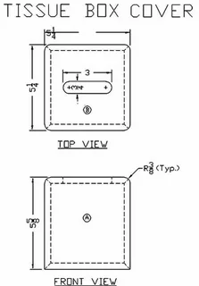 Tissue box cover blueprint with dimensions showing bad packaging design concept