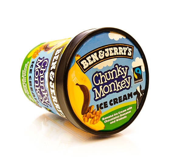 Branded packaging example of Ben & Jerry’s ice cream tub