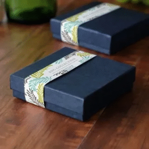 Custom gift box packaging sleeve with floral pattern and luxury branding.