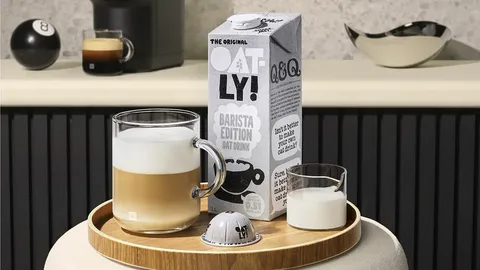 Oat milk coffee packaging design supporting coffee product presentation