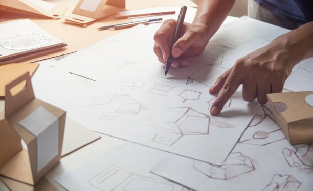 Creative brand packaging design sketches and structure ideas