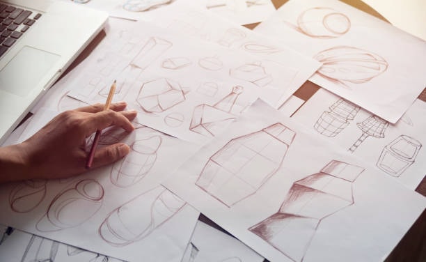 Brand packaging structure sketches showing creative design examples