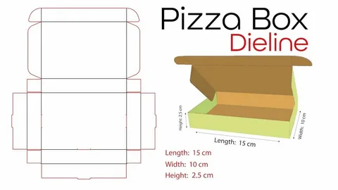 Pizza box dieline diagram showing pizza box dimensions