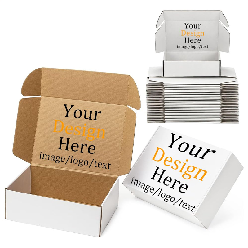 White and brown customizable packaging boxes with "Your Design Here" text—ideal for OEM and aftermarket automotive part branding.