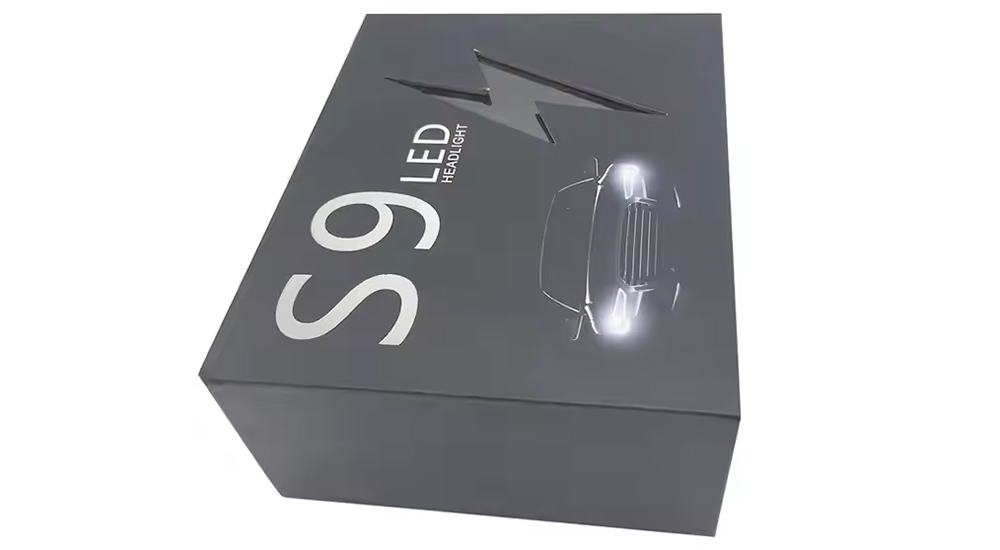 Automotive LED headlight packaging boxes designed for aftermarket lighting products