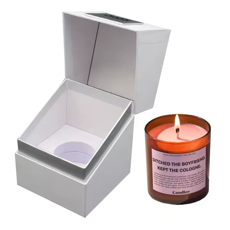 rigid candle packaging box with custom insert for candle jar protection