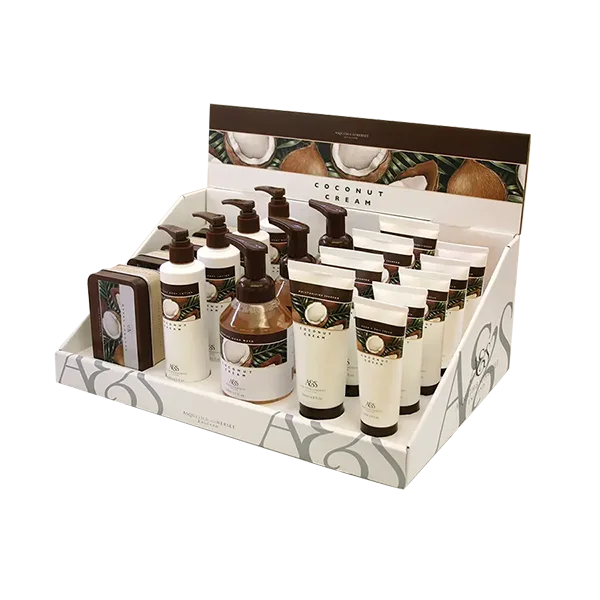 Custom cosmetic display boxes designed for retail counters and in-store product presentation