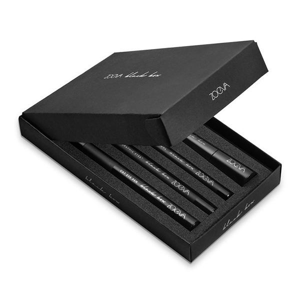 Custom eyeliner boxes designed for cosmetic pens with foam inserts and rigid structure