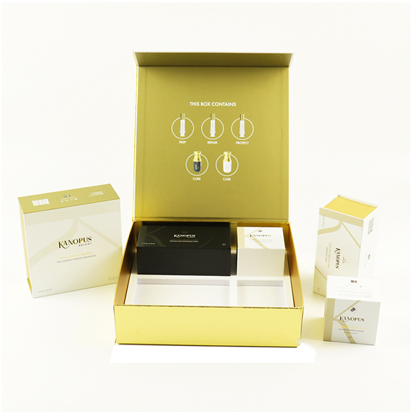 Custom skincare packaging boxes designed for multi-product cosmetic sets with custom inserts