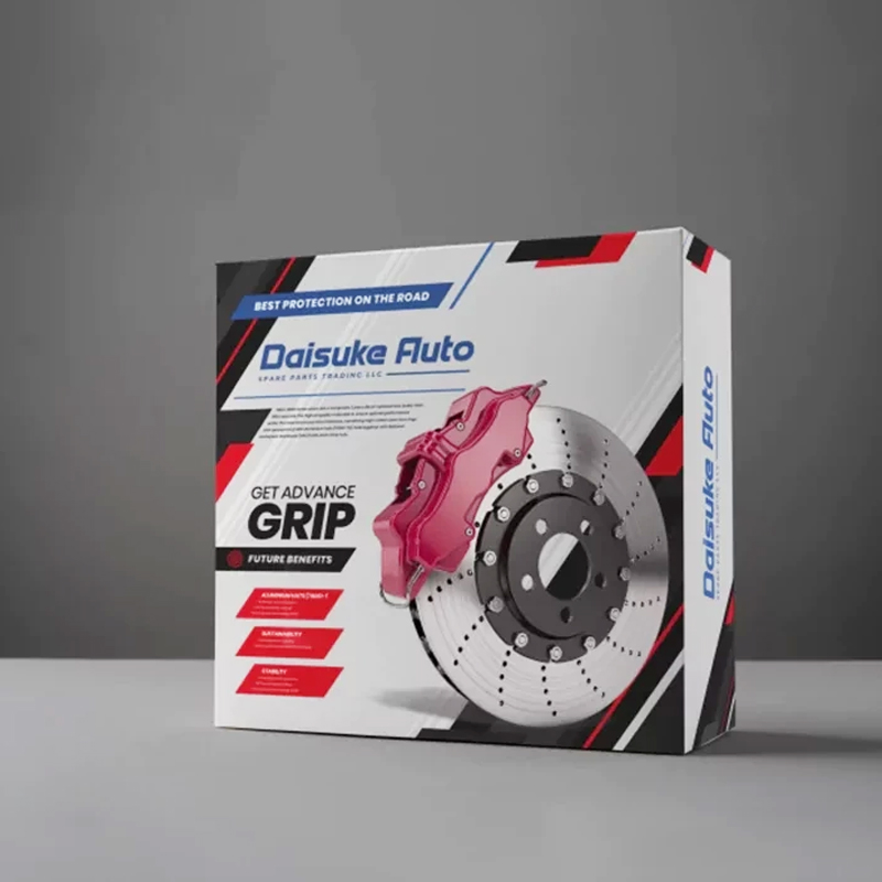 Daisuke Auto brake kit packaging featuring red caliper and silver rotor image with bold text—"Best Protection on the Road"—designed for OEM and aftermarket automotive parts.
