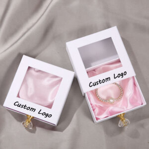Jewelry gift boxes with custom logo and soft satin insert designed for bracelet and fine jewelry presentation