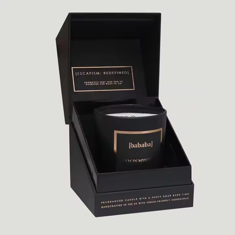 luxury rigid candle packaging box with insert for premium candle jar