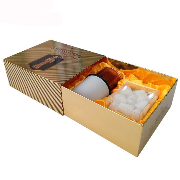 luxury sliding drawer candle packaging box with custom insert