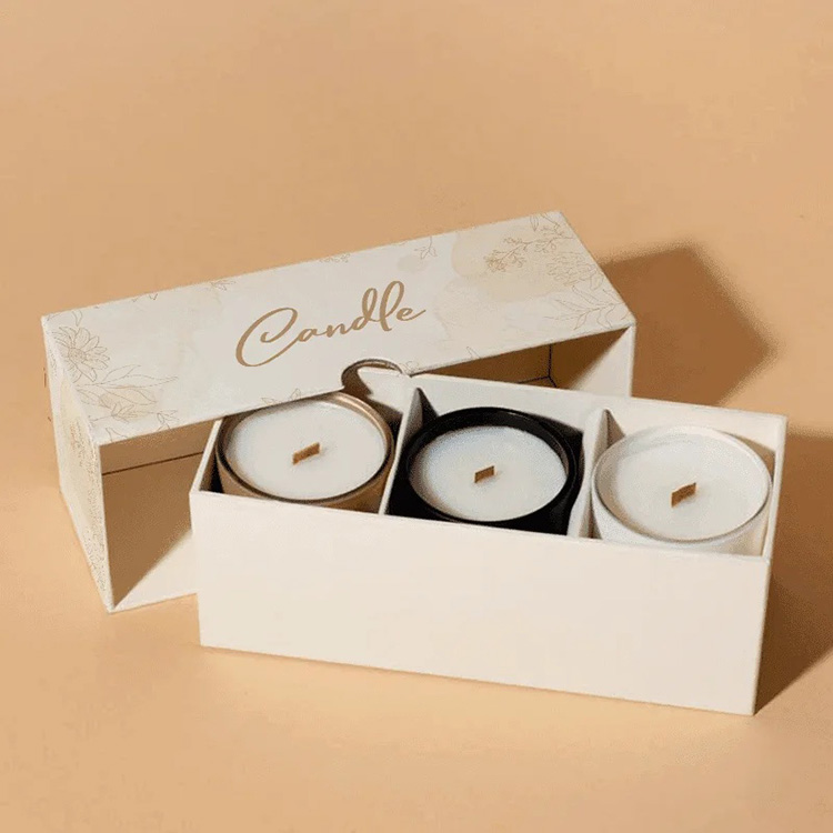 custom candle jar packaging box with divider insert for multiple candles