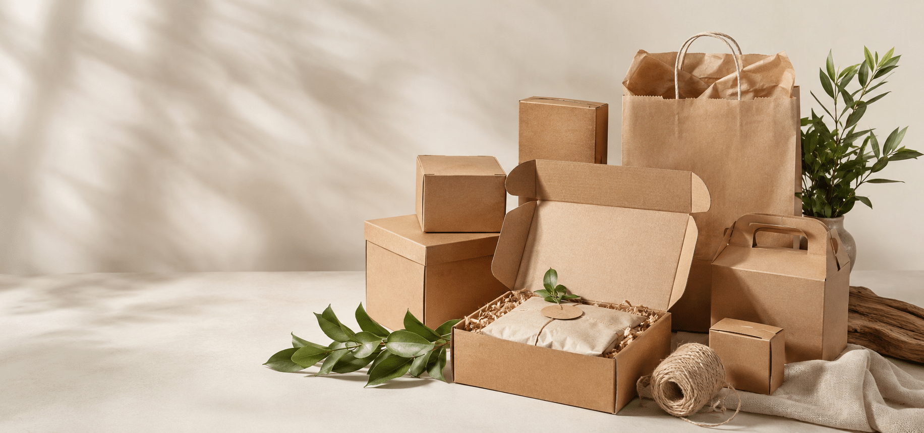 Eco-friendly custom kraft boxes, mailer boxes, paper bags and handled cartons for sustainable retail, gift and e-commerce packaging