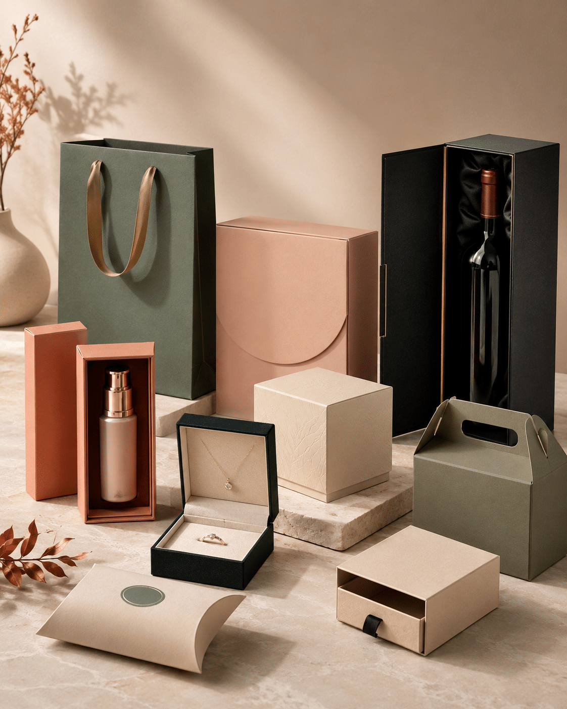 Custom retail packaging solutions for cosmetics, jewelry, wine, gifts and premium consumer products