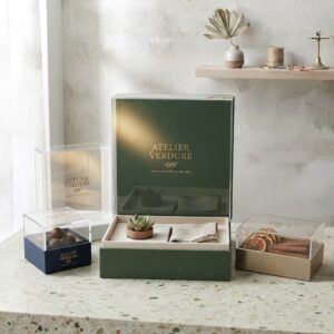 Custom Clear Lid Gift Boxes with Branded Bases