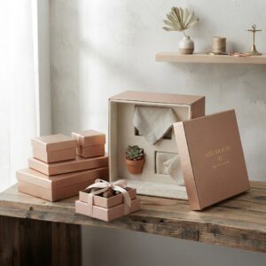 Custom Rose Gold Gift Boxes with Fitted Lids